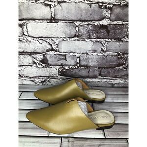 Antonio Miguel Mango Green Leather Center Cut Mules Flats Women Sz 5M US/35EU